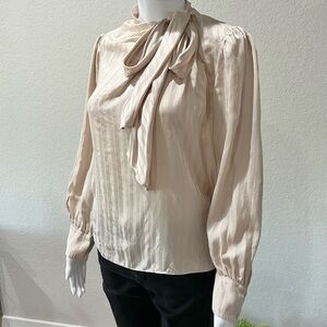 Rebecca Taylor Cream Silk Bow Tie Blouse